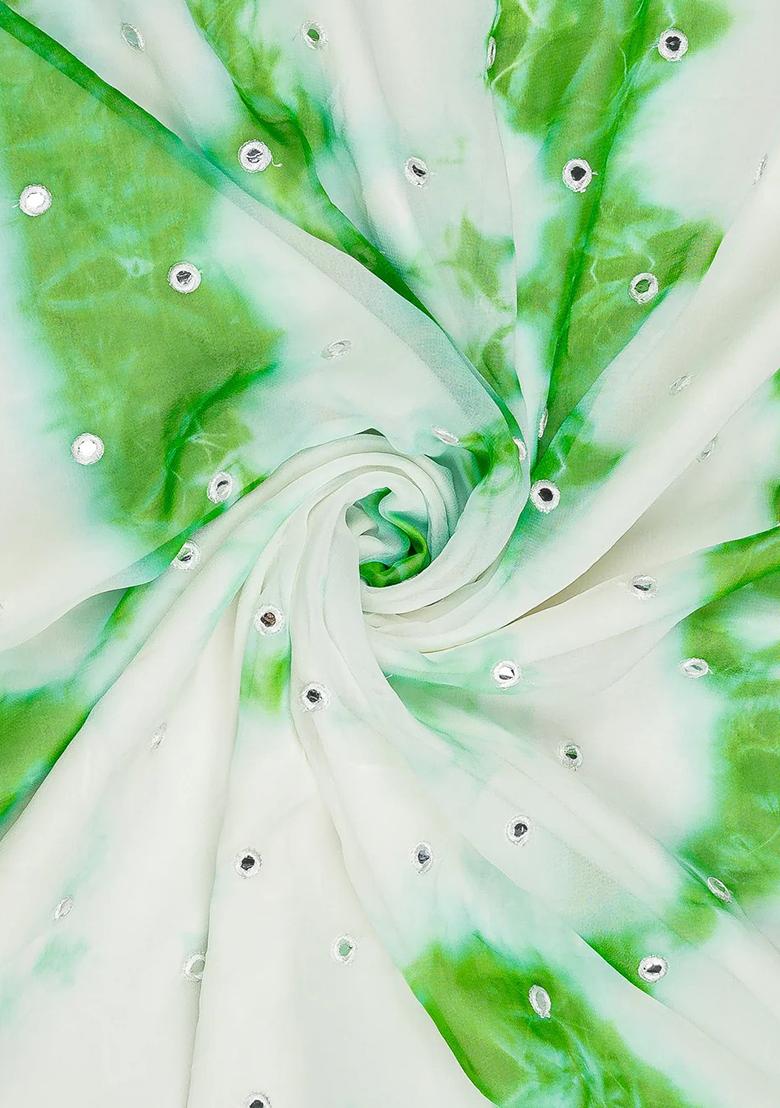 Green Printed Georgette Fusion Set - Indya