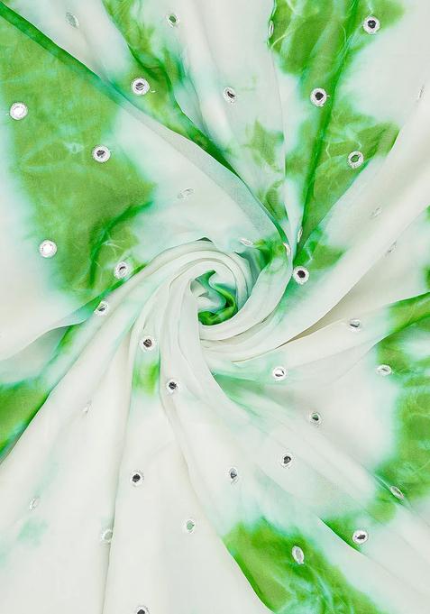 Green Printed Georgette Lehenga Set