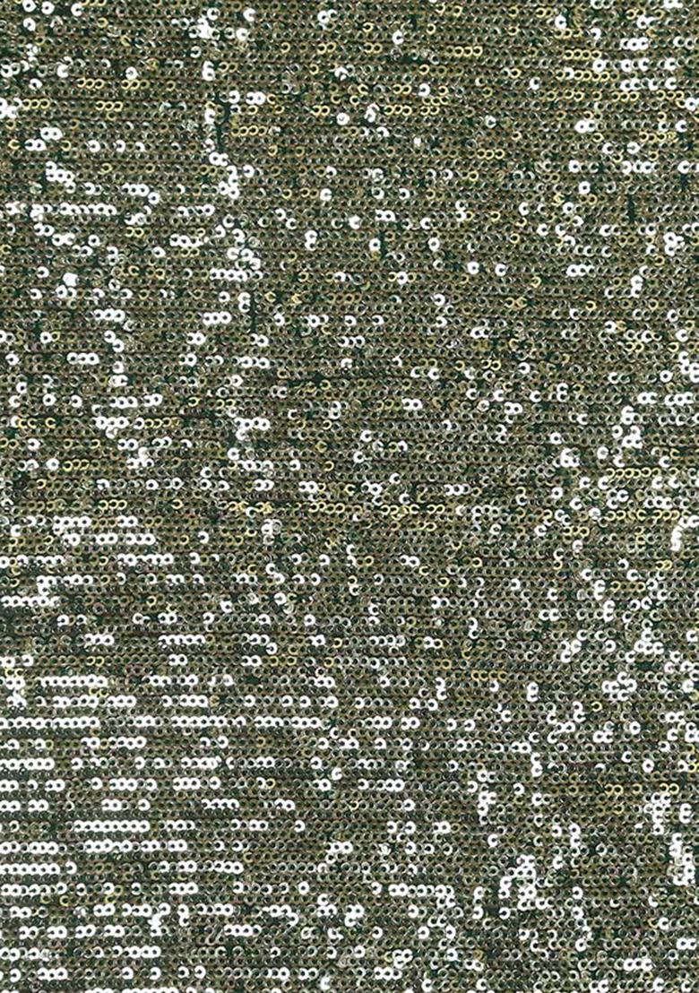 Green Sequin Georgette Fusion Set - Indya