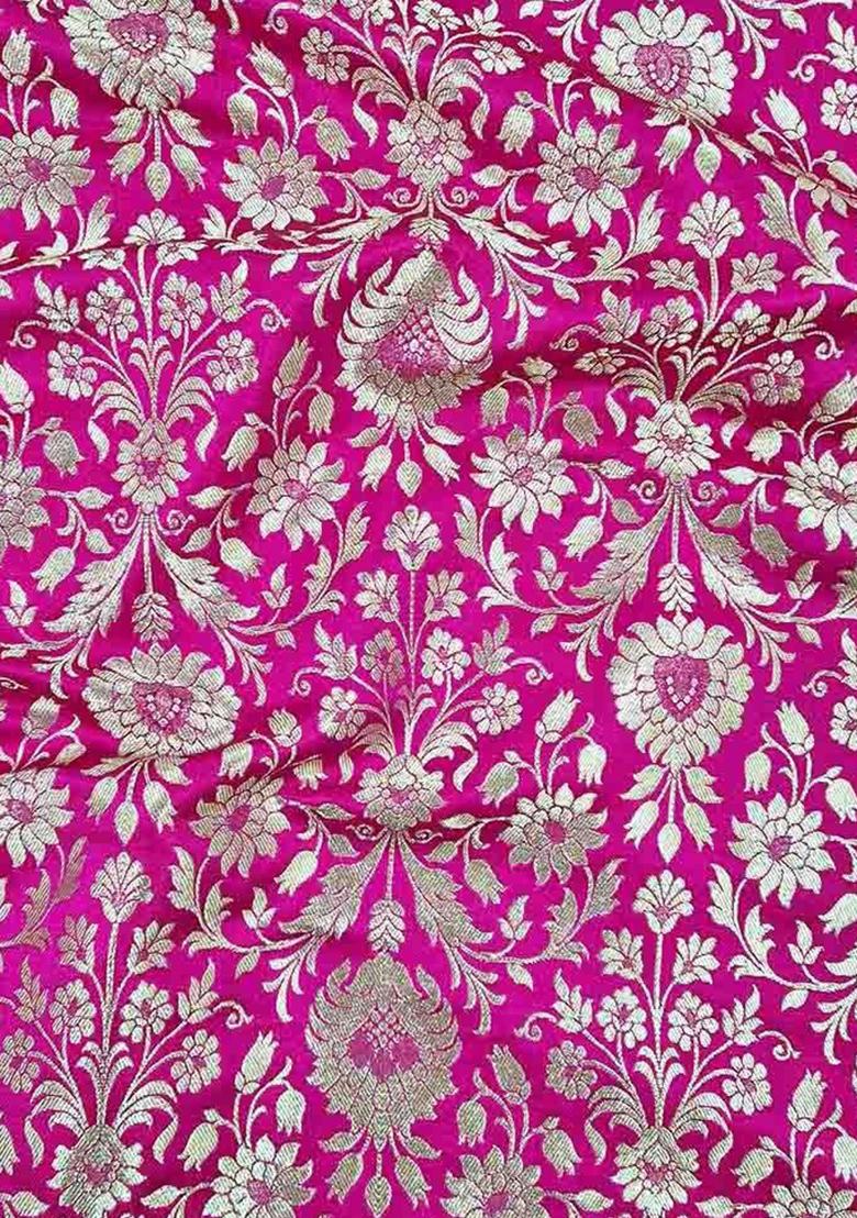 Pink Jacquard Jacket Brocade Fusion Set - Indya