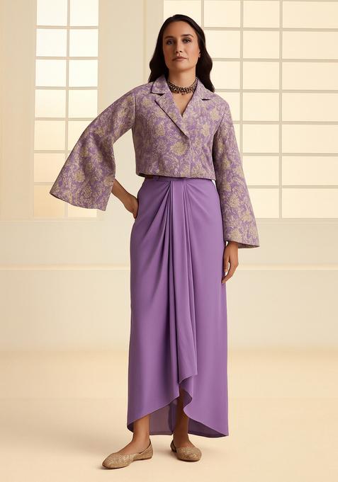 Lilac Jacquard Jacket Brocade Fusion Set