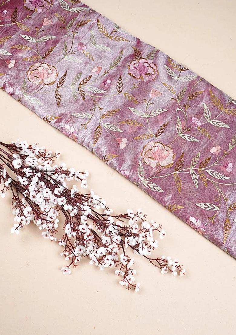 Mauve Thread Work Jacket Georgette Fusion Set - Indya