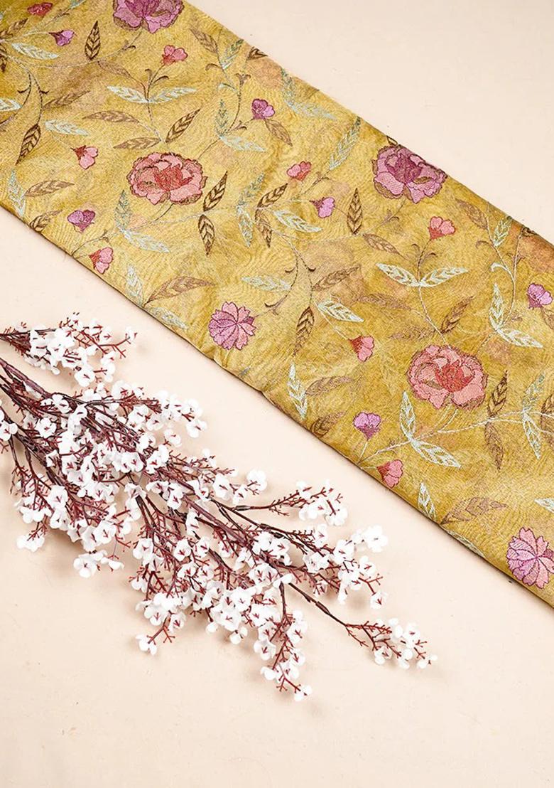 Yellow Thread Work Jacket Georgette Fusion Set - Indya