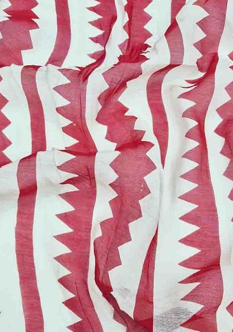 White Printed Chanderi Fusion Set