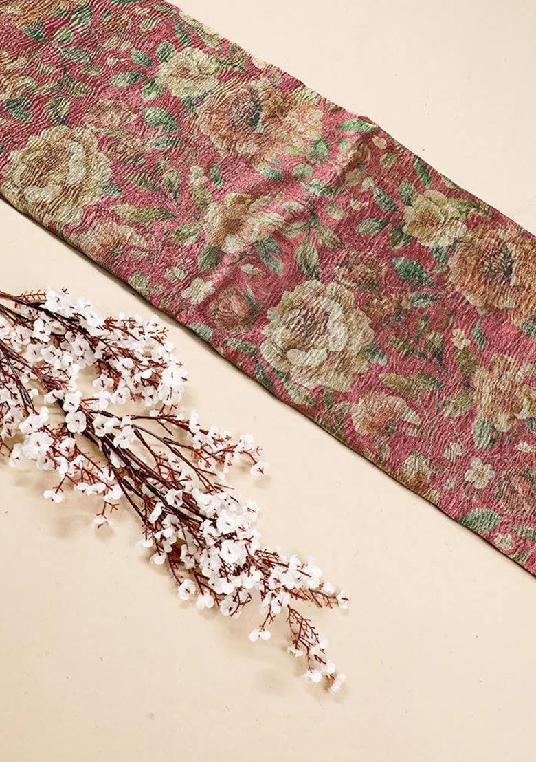 Peach Printed Georgette Fusion Set - Indya