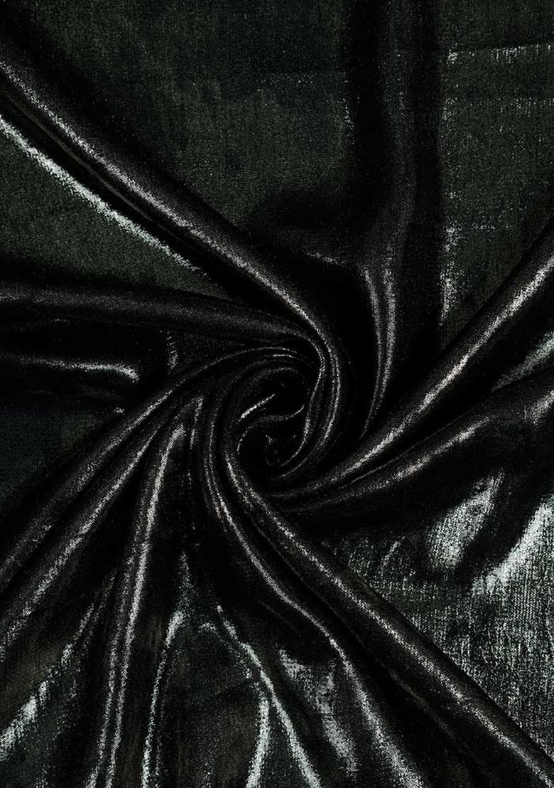 Black Solid Chiffon Crop Top Skirt Set