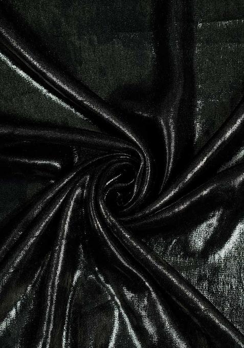 Black Solid Chiffon Crop Top Skirt Set