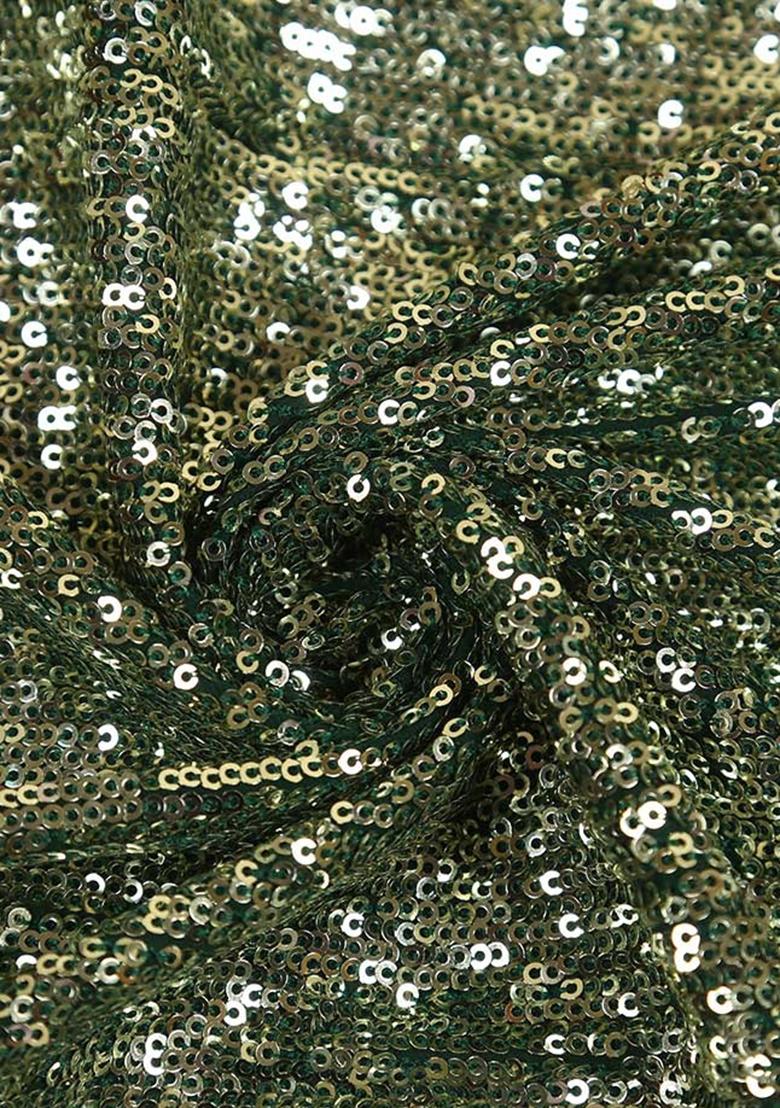 Green Sequin Blouse Georgette Lehenga Set - Indya