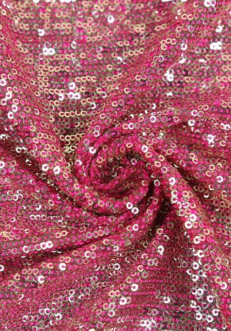 Hot Pink Sequin Blouse Georgette Lehenga Set