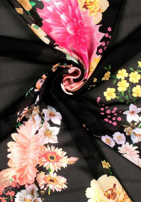 Black Printed Georgette Lehenga Set