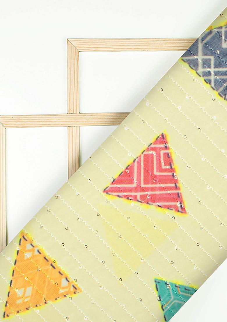 Lemon Yellow Printed Georgette Fusion Set - Indya