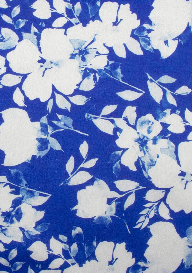 Blue Printed Satin Fusion Set - Indya