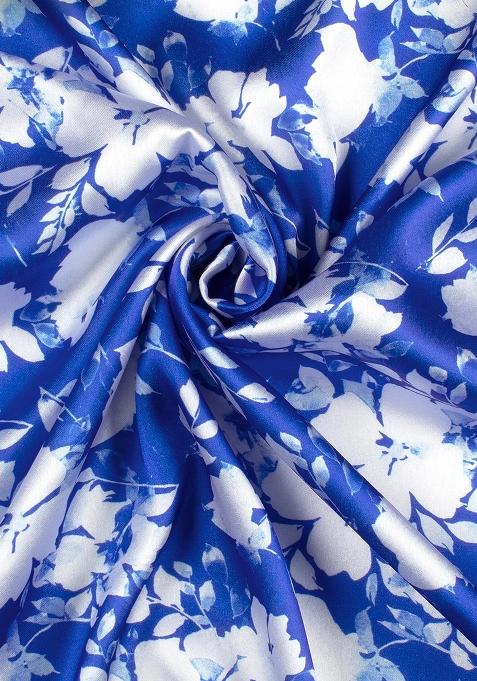 Blue Printed Satin Lehenga Set