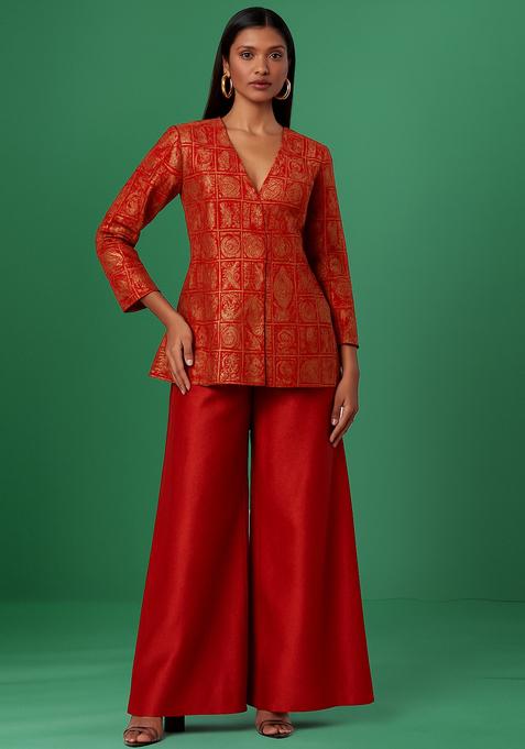 Red Brocade Fusion Set