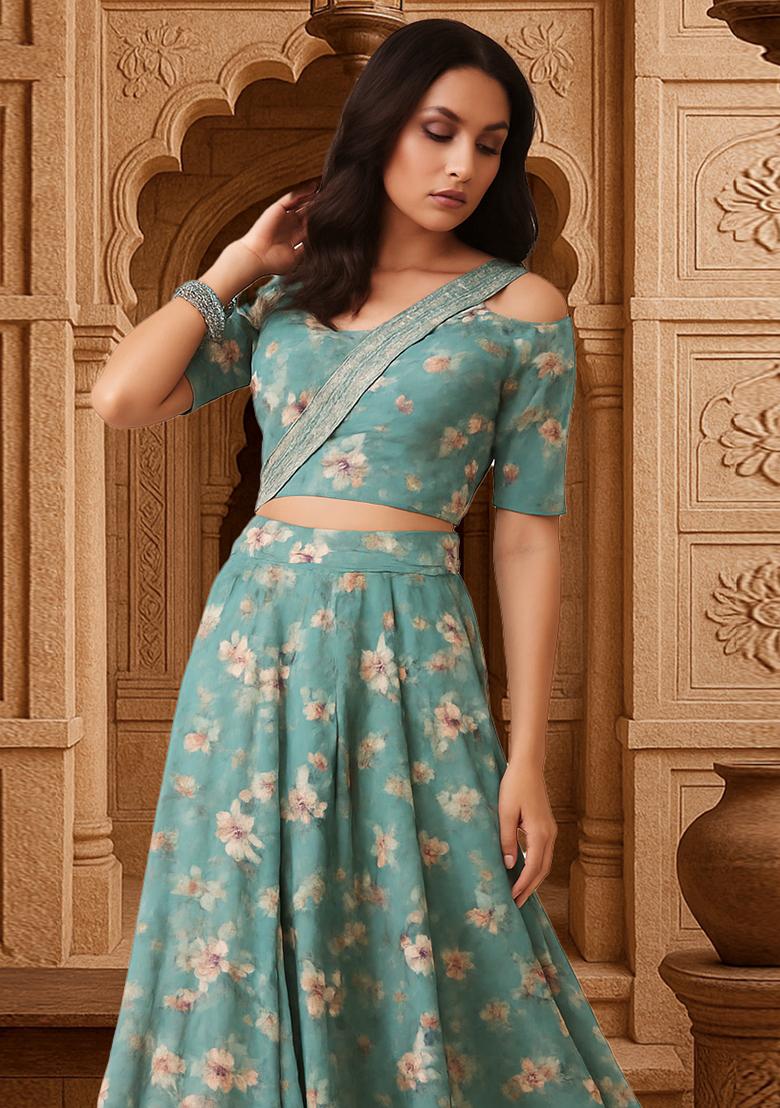 Blue Printed Fusion Set - Indya