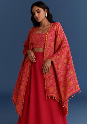 Hot Pink Printed Georgette Fusion Set