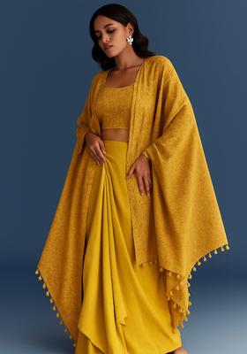 Yellow Printed Georgette Fusion Set