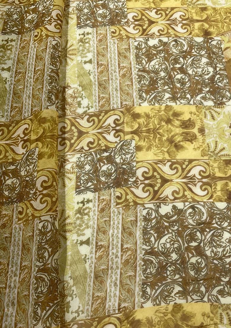 Yellow Printed Georgette Fusion Set - Indya