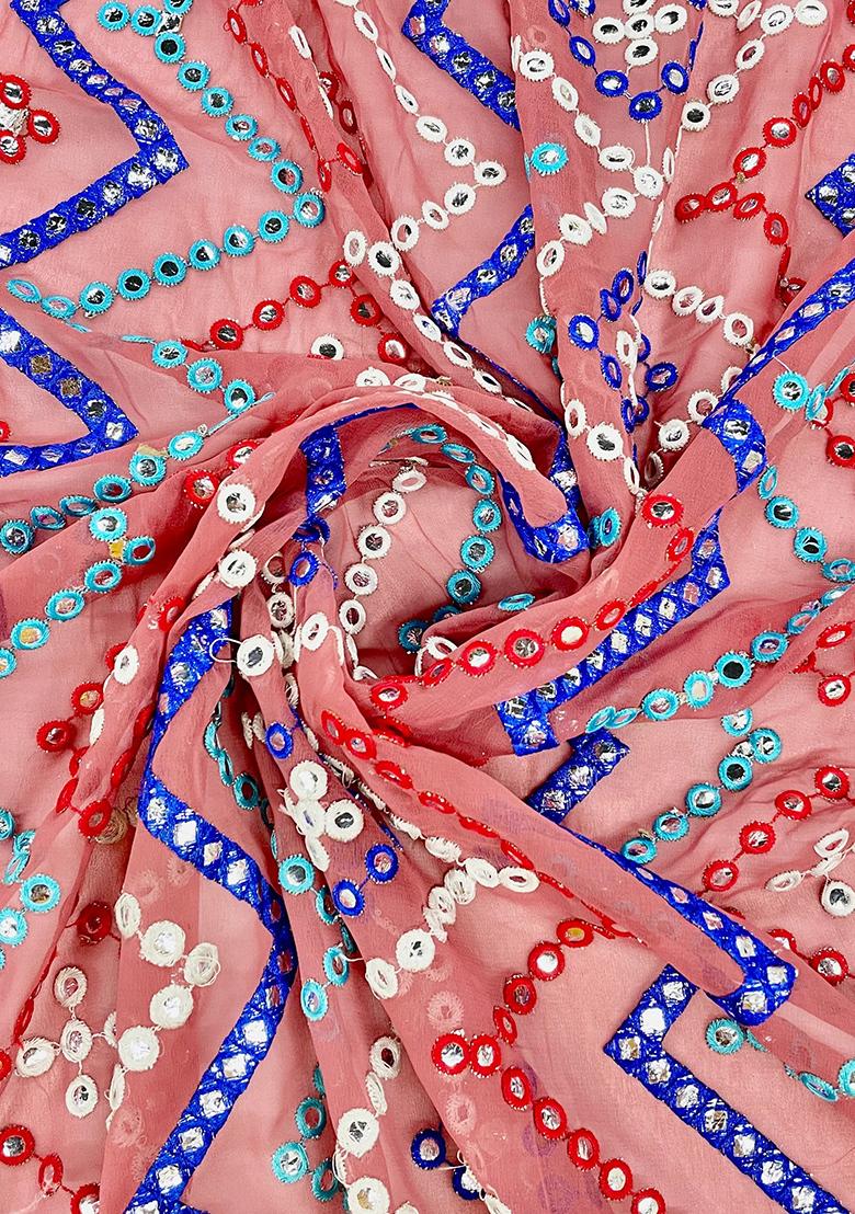 Pink Embellished Georgette Fusion Set - Indya