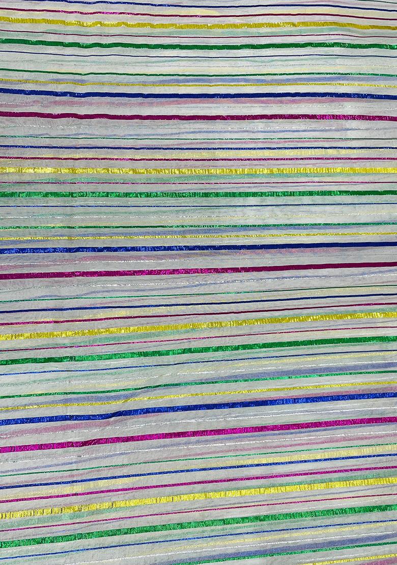 White Printed Georgette Fusion Set - Indya