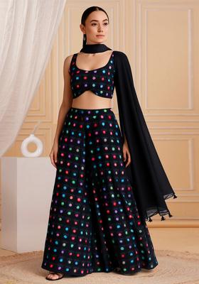 Black Printed Satin Fusion Set