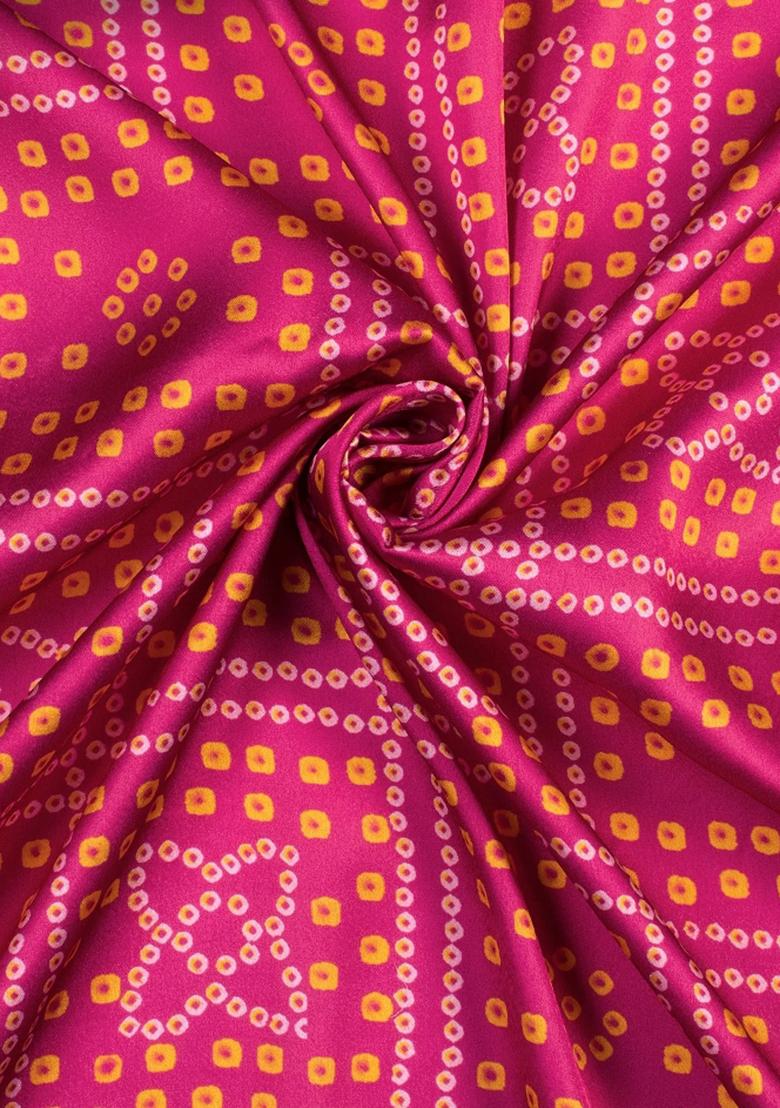 Pink Printed Satin Fusion Set - Indya