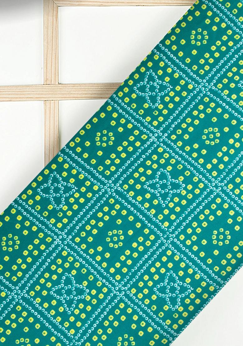 Green Printed Satin Fusion Set - Indya