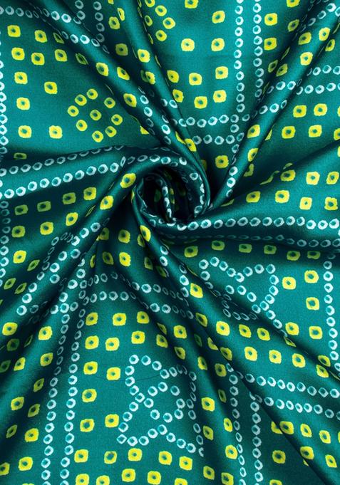 Green Printed Satin Fusion Set