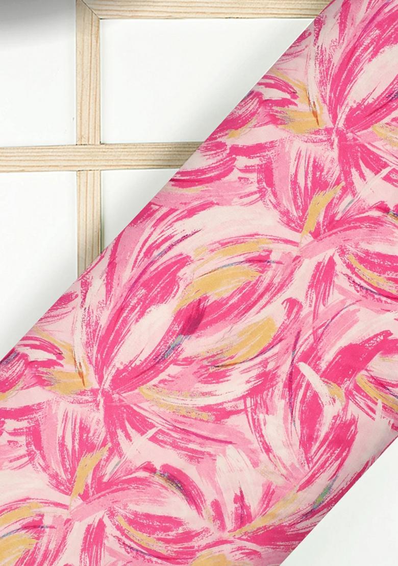 Pink Printed Satin Fusion Set - Indya