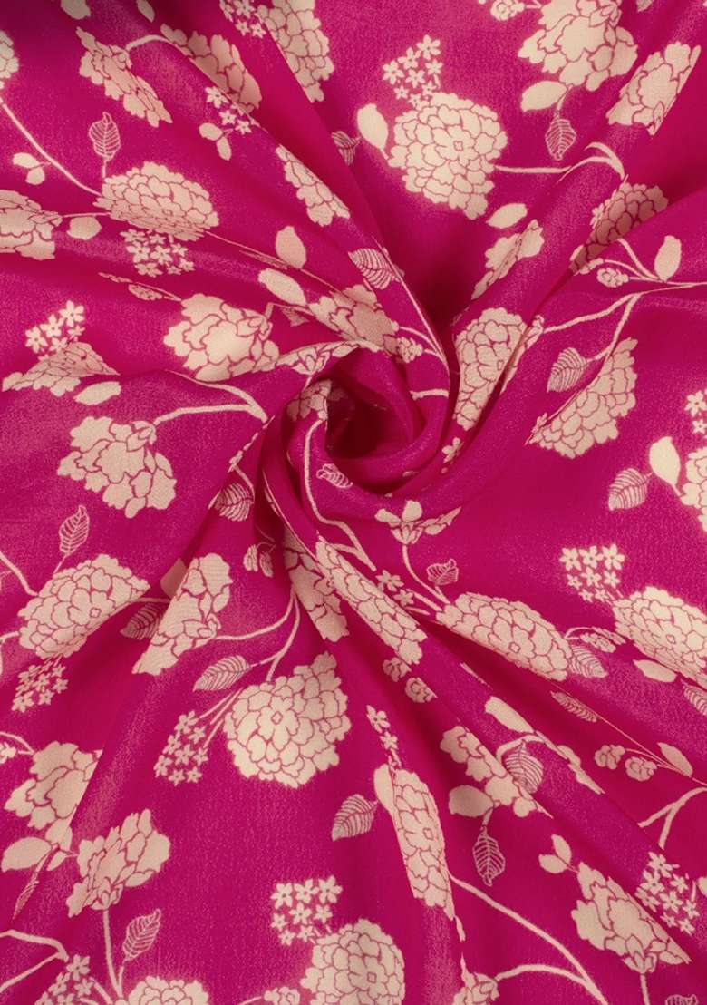 Pink Printed Crepe Fusion Set - Indya