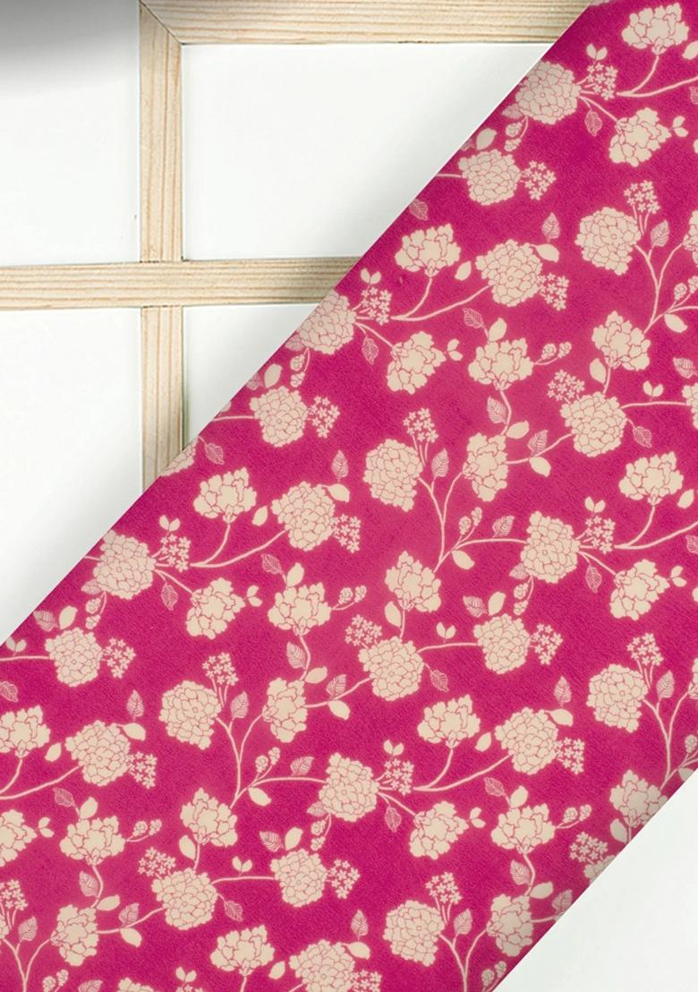 Pink Printed Crepe Fusion Set - Indya