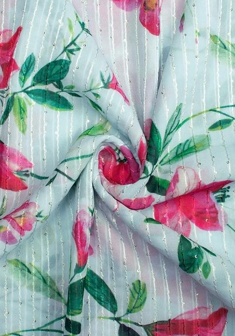 Light Blue Printed Georgette Lehenga Set