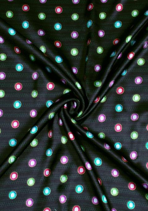 Black Printed Satin Lehenga Set