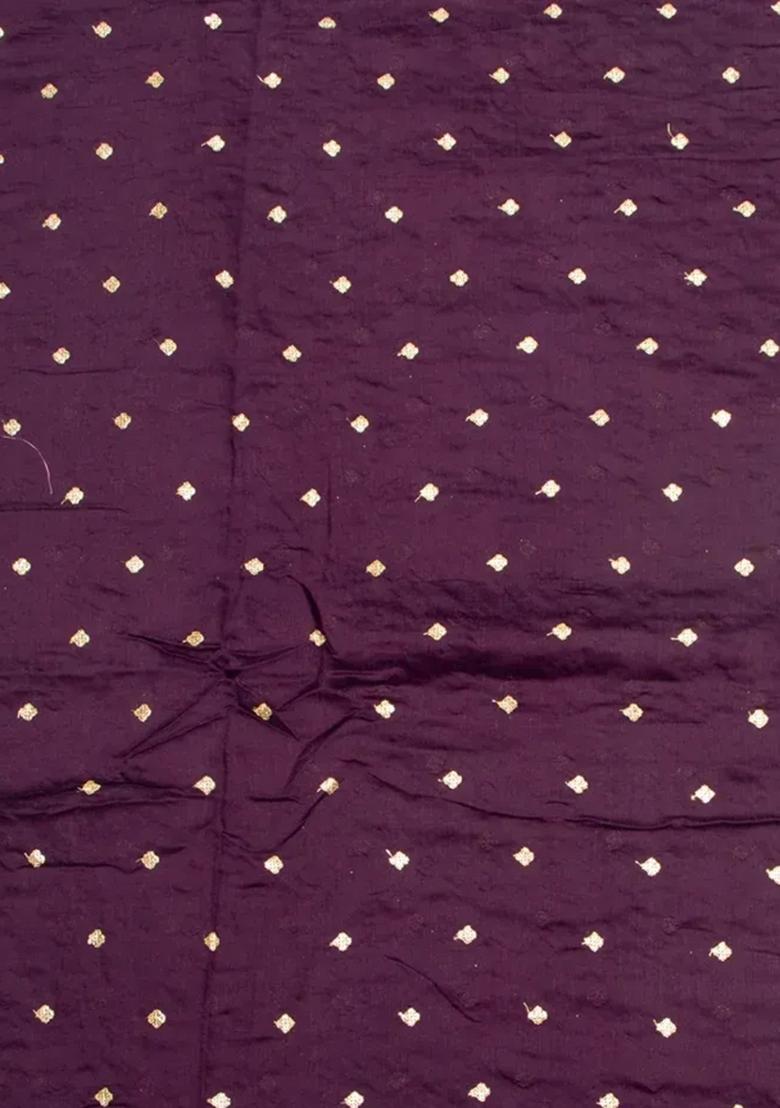 Wine Embroidered Chanderi Lehenga Set - Indya