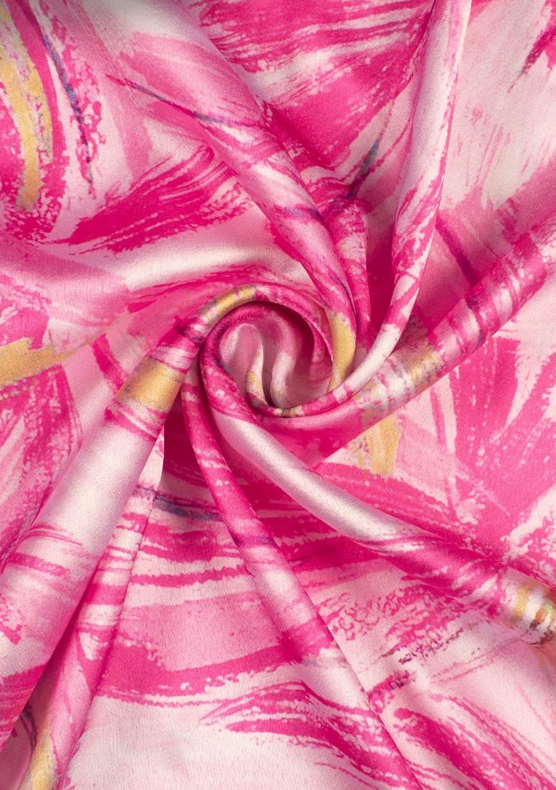 Light Pink Printed Satin Lehenga Set