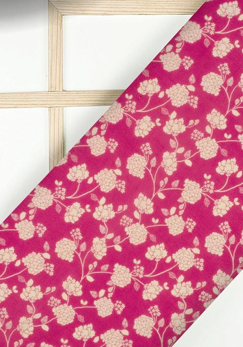 Pink Printed Crepe Lehenga Set