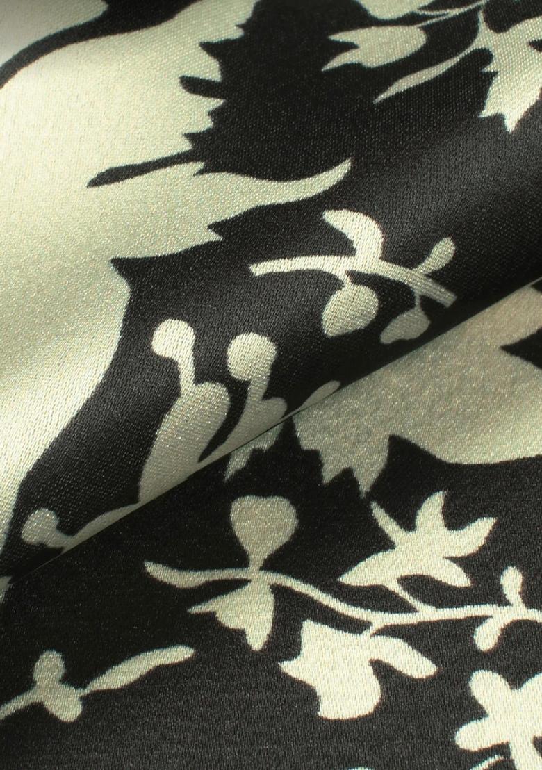 Black And White Printed Satin Lehenga Set