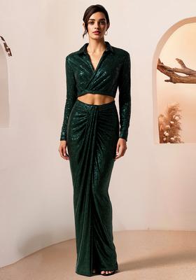 Green Sequin Net Fusion Set