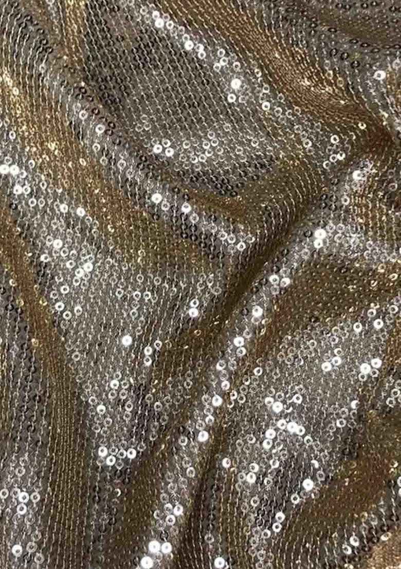 Rose Gold Sequin Georgette Fusion Set - Indya