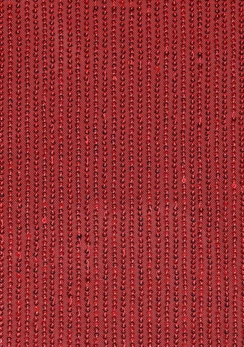 Red Sequin Net Fusion Set - Indya