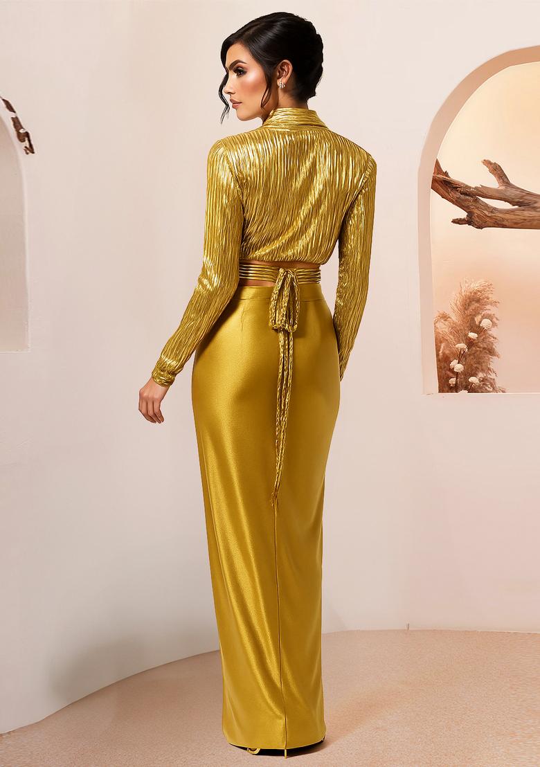 Yellow Solid Poly Blened Fusion Set - Indya