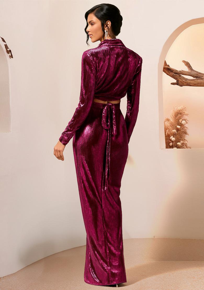 Dark Pink Solid Poly Blened Fusion Set - Indya