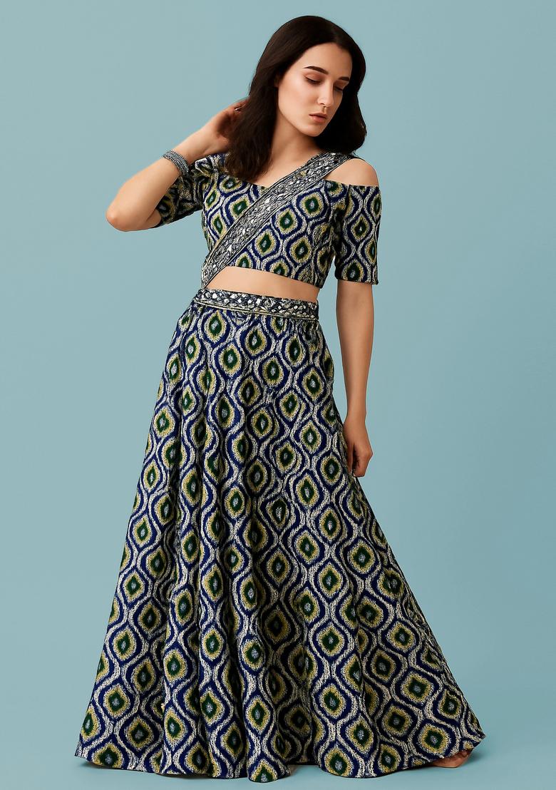 Blue Printed Polyester Fusion Set