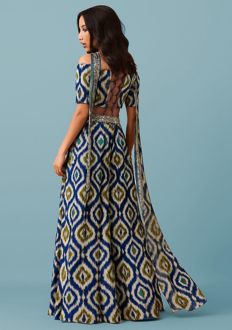 Blue Printed Polyester Fusion Set - Indya