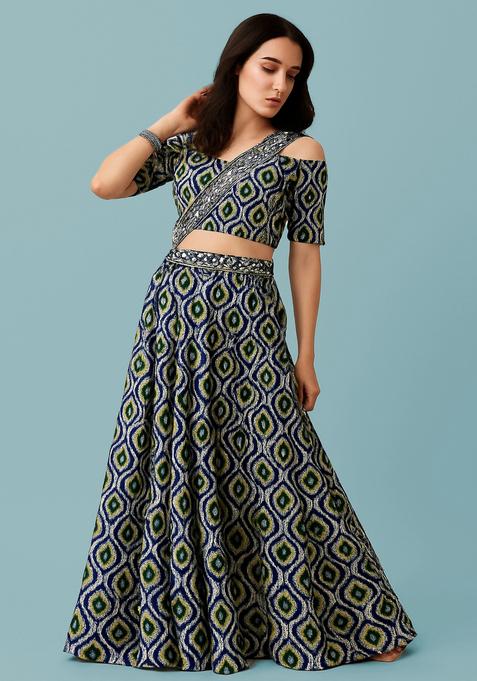 Blue Printed Polyester Fusion Set