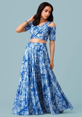 Blue Printed Polyester Fusion Set