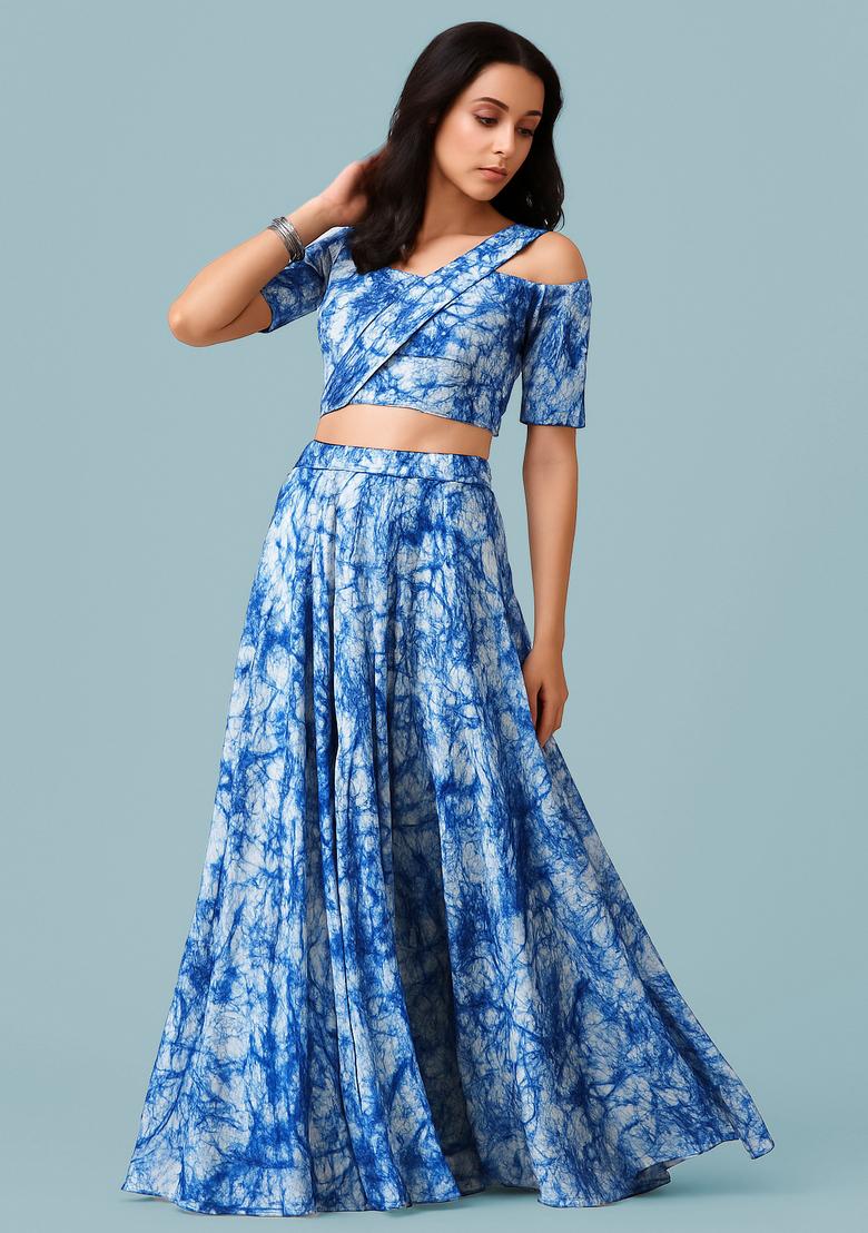 Blue Printed Polyester Fusion Set