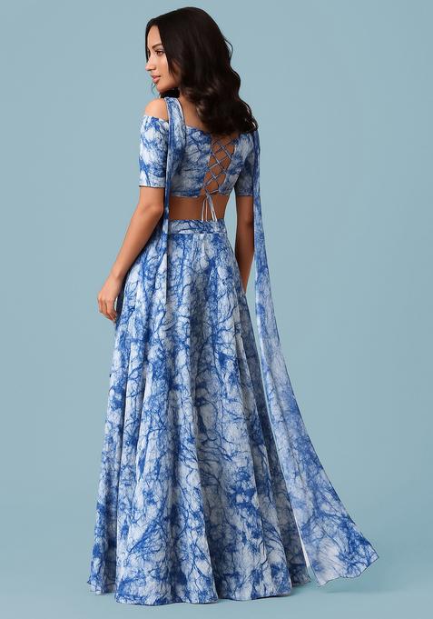 Blue Printed Polyester Fusion Set