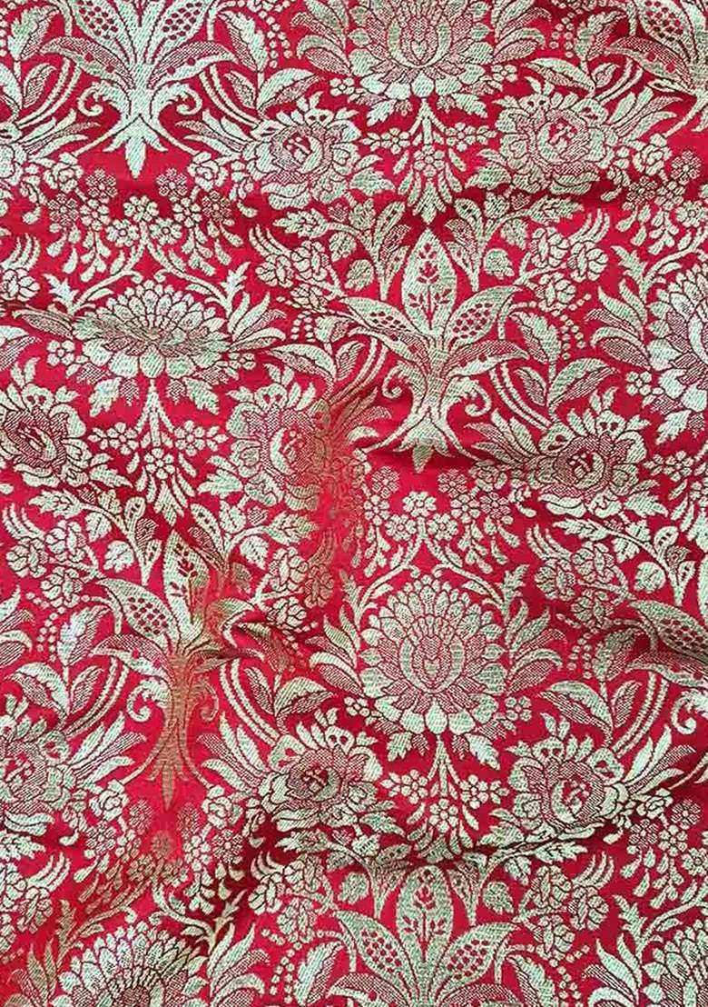 Red Georgette Fusion Set with Embroidered for Diwali | Wedding & Festive Wear - Indya