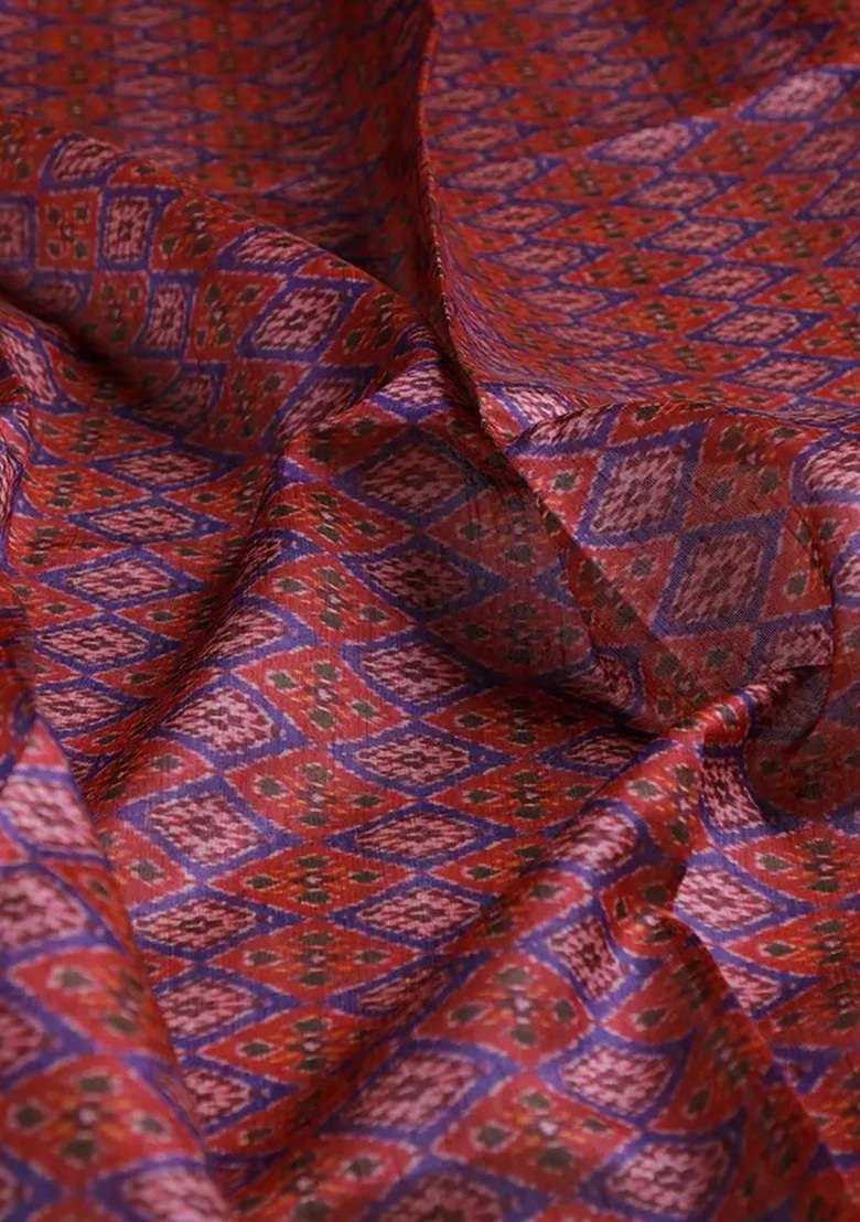 Maroon Georgette Fusion Set with Printed for Diwali | Wedding & Festive Wear - Indya